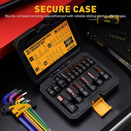 16Pc SAE Hex Bit Impact Socket Set 5/64