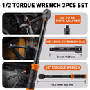 3Pc 1/2" Drive Click Torque Wrench Ratchet Socket  Adaptor Extension WorkShop