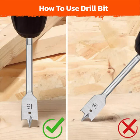 6-Pieces Flat Wood Boring Spade Drill Bit Set Drillbits 10-25mm Bits 1/4