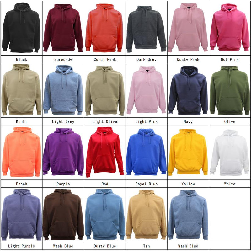 Adult Unisex Men's Basic Plain Hoodie Pullover Sweater Sweatshirt Jumper XS-8XL, Burgundy, XS
