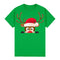 100% Cotton Christmas T-shirt Adult Unisex Tee Tops Funny Santa Party Custume, Reindeer Head (Green), XL