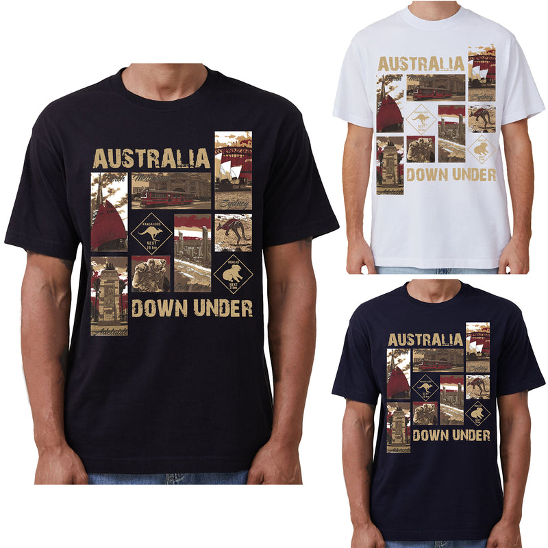 100% Cotton Australia Down Under Souvenir T-Shirt Unisex Adult Iconic Tee Top, Navy, S