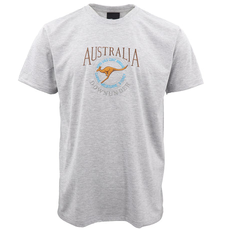 100% Cotton Unisex Embroidered Australian Kangaroo T Shirt Souvenir Top Tee Gift, Grey, XS
