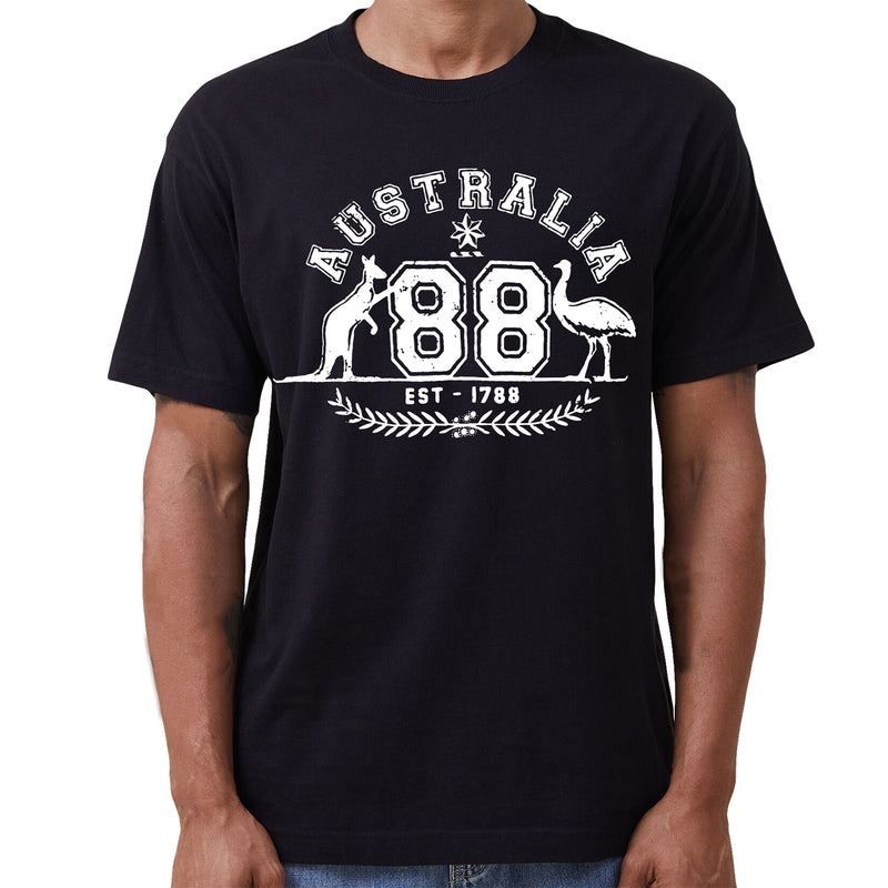 Adult Unisex 100% Cotton T Shirt Australia Kangaroo Emu Aussie Souvenir Tee Tops, Black, 3XL
