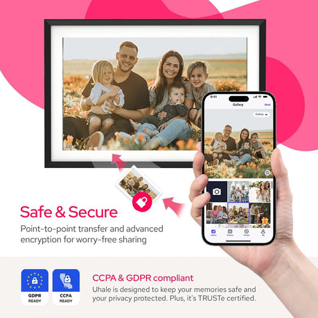 10.1 Inch Digital Picture Frame - 1280 * 800 HD WiFi Enabled with Load from Phone Capability, 32GB Memory Touch Screen Digital Photo Frame Display