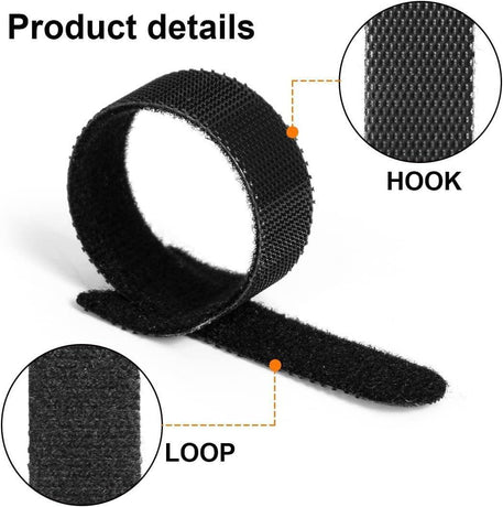 100PCS Reusable Cable Tie Nylon Hook Loop Strap Cord Ties PC TV Organiser - Colourful-100PCS