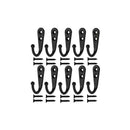 10Pcs Wall Hooks Heavy Duty Coat Hat Robe Hanger Double Hole Zinc Alloy Vintage - Silver