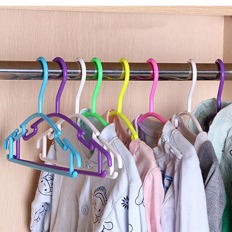 10pcs Small Plastic Clothes Hangers Mini Coat Hanger Set for Wardrobe Storage - Pink