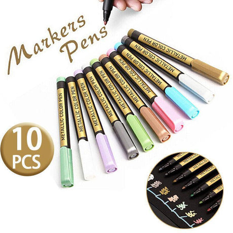 10Pcs/Set Waterproof Acrylic Paint Pens for Art on Metal Glass & Rock