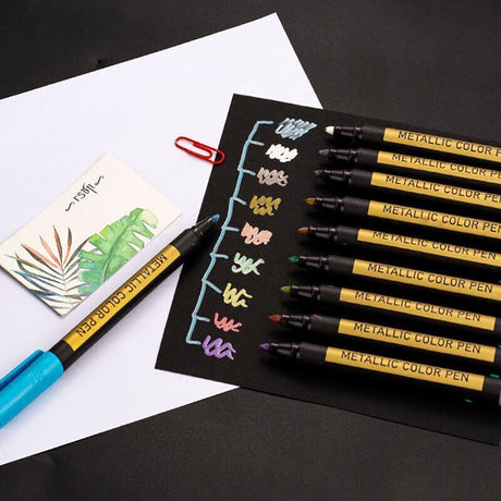 10Pcs/Set Waterproof Acrylic Paint Pens for Art on Metal Glass & Rock