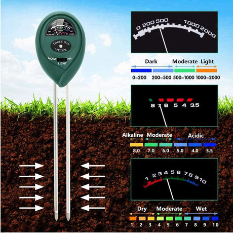 3 In 1 Soil Ph Tester Water Moisture Test Meter Kit For Garden Plant Testing Au