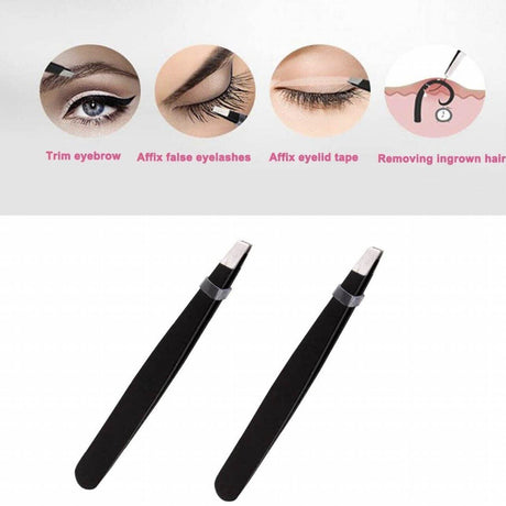 3PCS Stainless Steel Slanted Tip Eyebrow  Set for Facial Hair and Beauty Care