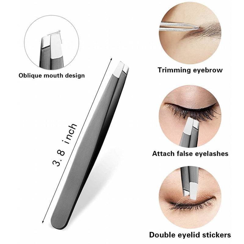 3PCS Stainless Steel Slanted Tip Eyebrow  Set for Facial Hair and Beauty Care