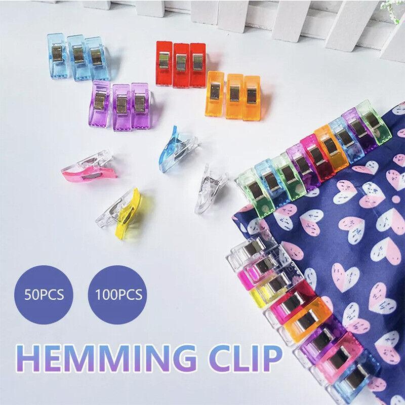50Pcs Wonder Clips Craft Sewing Quilting Crochet Plastic Colourful Tool Diy Au - Clear (50PCS)