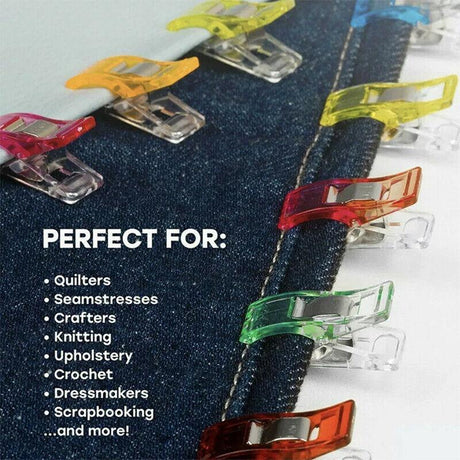 50Pcs Wonder Clips Craft Sewing Quilting Crochet Plastic Colourful Tool Diy Au - Clear (50PCS)