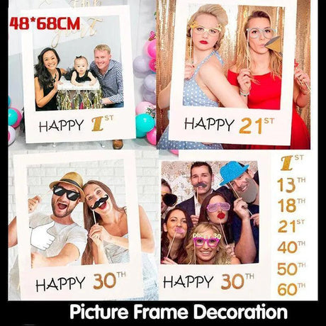 1Th 18Th-60Th Photo Booth Props Picture Frame Wedding Birthday Party Decoration - Happy 40TH