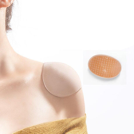 2Pcs Soft Anti-Slip Invisible Shoulder Pads Naturally Increased Silicone /Sponge - Beige (Sponge)