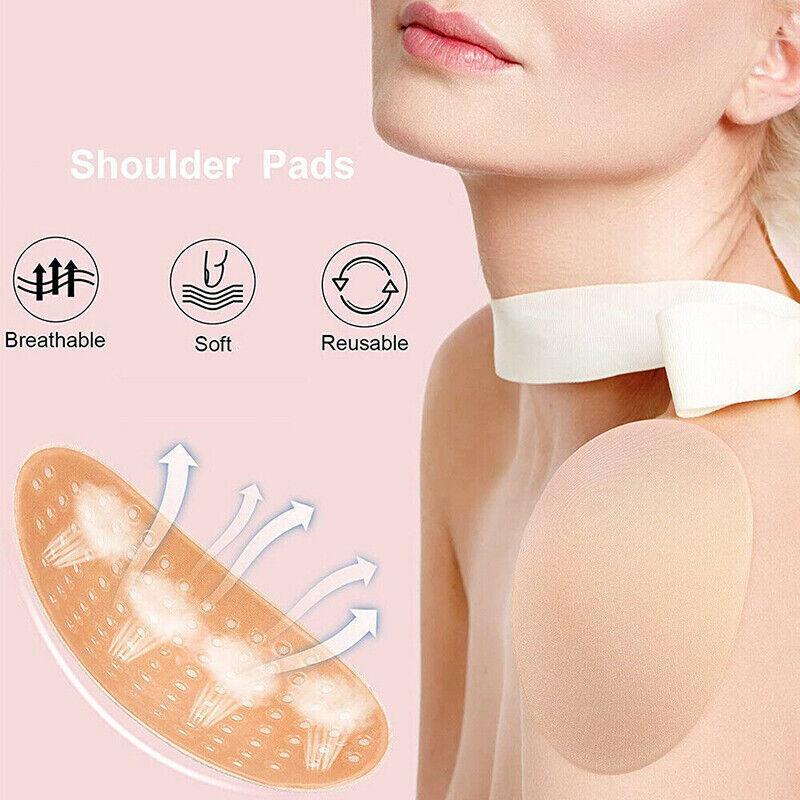 2Pcs Soft Anti-Slip Invisible Shoulder Pads Naturally Increased Silicone /Sponge - Beige (Sponge)