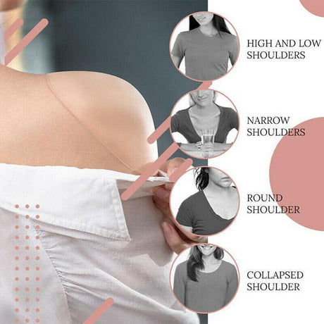 2Pcs Soft Anti-Slip Invisible Shoulder Pads Naturally Increased Silicone /Sponge - Beige (Sponge)