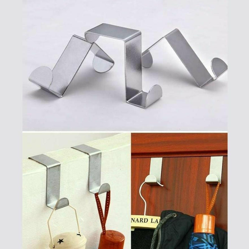4X/6X Over Door Hooks Hanger Holder Stainless Steel Cabinet Organizer Clothes 4.5cm - 4 PCS