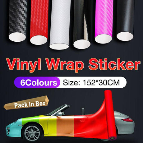 152x 30CM Car Vinyl Wrap Carbon Fiber Matt Satin Glossy Multi Color Car Tint Car Sticker - Pink Carbon Fiber