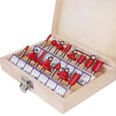 15X 1/2 1/4 inch Router Bits Set Woodworking Tool Cutter Shank Tungsten Carbide - Red 1/4