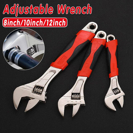 8inch 10inch 12inch Durable Chrome Vanadium Steel Rubberized Grip Adjustable Wrench - 8inch