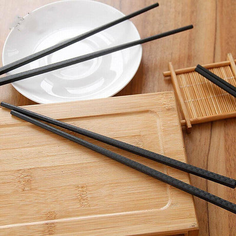 5 Pairs Premium Quality Alloy Chinese Japanese Chopsticks Dishwasher Safe Black
