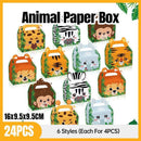 24X Jungle Safari Animal Gift Boxes Bag Favour Present Wrapping Candy Cookie Box