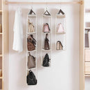 Beige Bag Storage Holder Wardrobe Closet Hanging Handbag Organizer 2/3/4 Pockets - 2 Layers
