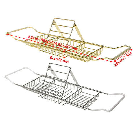 Bathtub Rack Bathroom Storage Shelf Telescopic Adjustable Organiser Tray Home - Silver