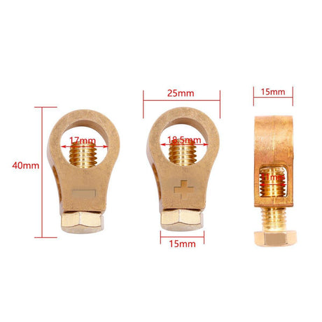 2 Pairs Cable Clamp Battery Clips Car Positive Negative Pure Copper Terminals