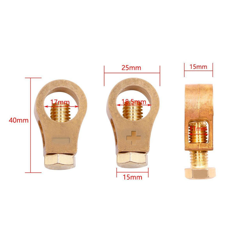 2 Pairs Cable Clamp Battery Clips Car Positive Negative Pure Copper Terminals