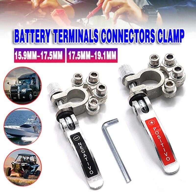 2X 12V 4Way Battery Terminals Connectors Clamp Car Van Caravan Positive Negative