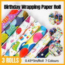 3 Pack Colorful Celebration with Premium Present Wrapping Paper - QQLW