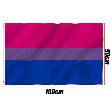 Bisexual Large Flag 150X90Cm Bi Sexual Pride Lgbt Lesbian Gay Rainbow Mardi Gras