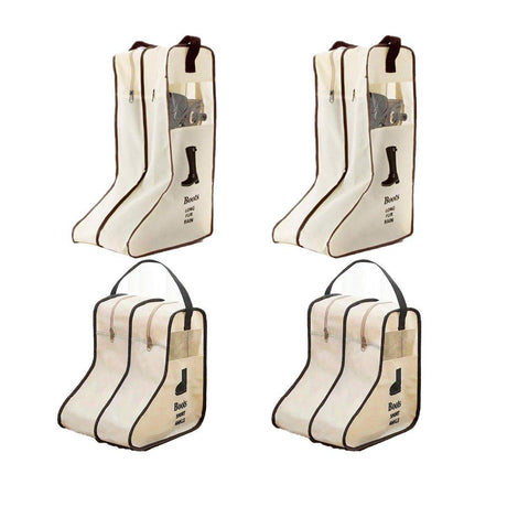 4PCS Beige Travel Shoe Bag Home Boot Storage Visual Dustproof Long Short Covers