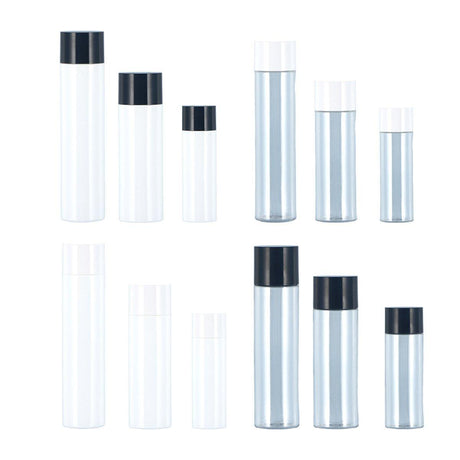 50/100/150ml Plastic Toner Lotion Bottles Refillable Travel Cosmetic Containers - White Lid + White Bottle - 100ml