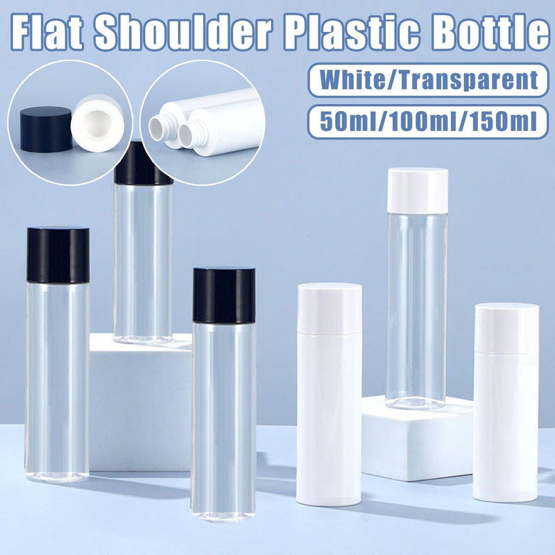 50/100/150ml Plastic Toner Lotion Bottles Refillable Travel Cosmetic Containers - White Lid + White Bottle - 50ml