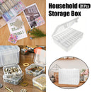 31PCS Plastic Home Storage Box Transparent Desktop Organizer Jewelry Beads Box