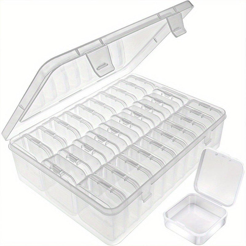 31PCS Plastic Home Storage Box Transparent Desktop Organizer Jewelry Beads Box