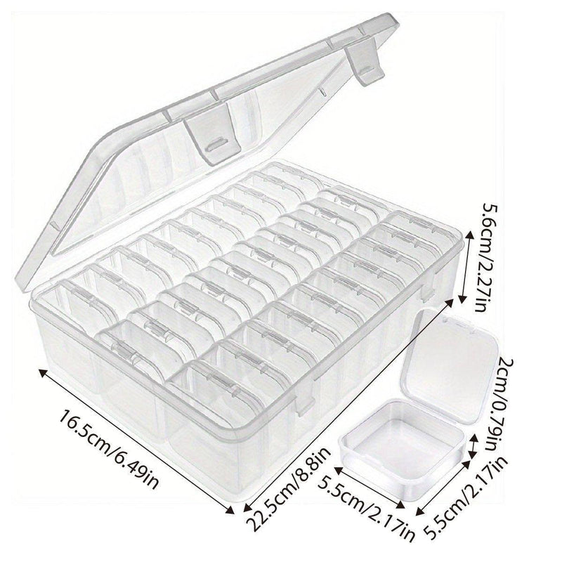31PCS Plastic Home Storage Box Transparent Desktop Organizer Jewelry Beads Box