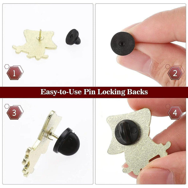 50PCS Black Butterfly Pin Backs Plastic Locking Caps for Badges Lapel Pins Brooches