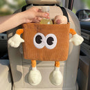2in1 Car Wastebasket and Tissue Box Multifunctional Car Storage Bucket Organizer - Brown