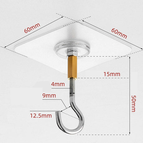 12 PCS Heavy Duty Self Adhesive Hooks Stainless Steel Ceiling Hooks for Home - Closed