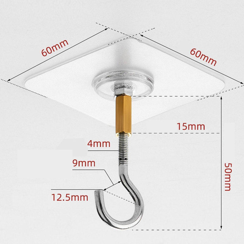 12 PCS Heavy Duty Self Adhesive Hooks Stainless Steel Ceiling Hooks for Home - Closed