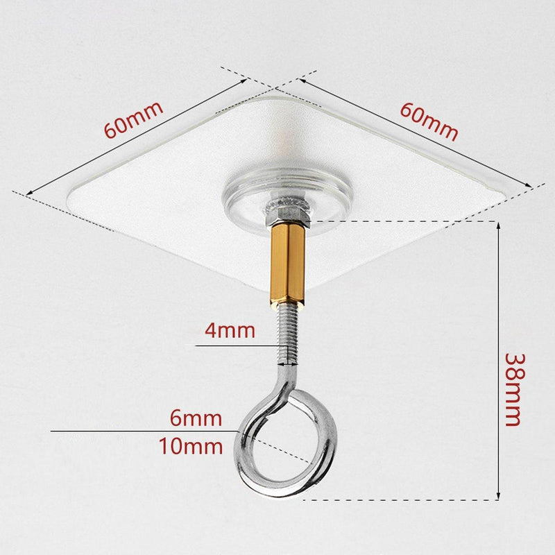 12 PCS Heavy Duty Self Adhesive Hooks Stainless Steel Ceiling Hooks for Home - Closed