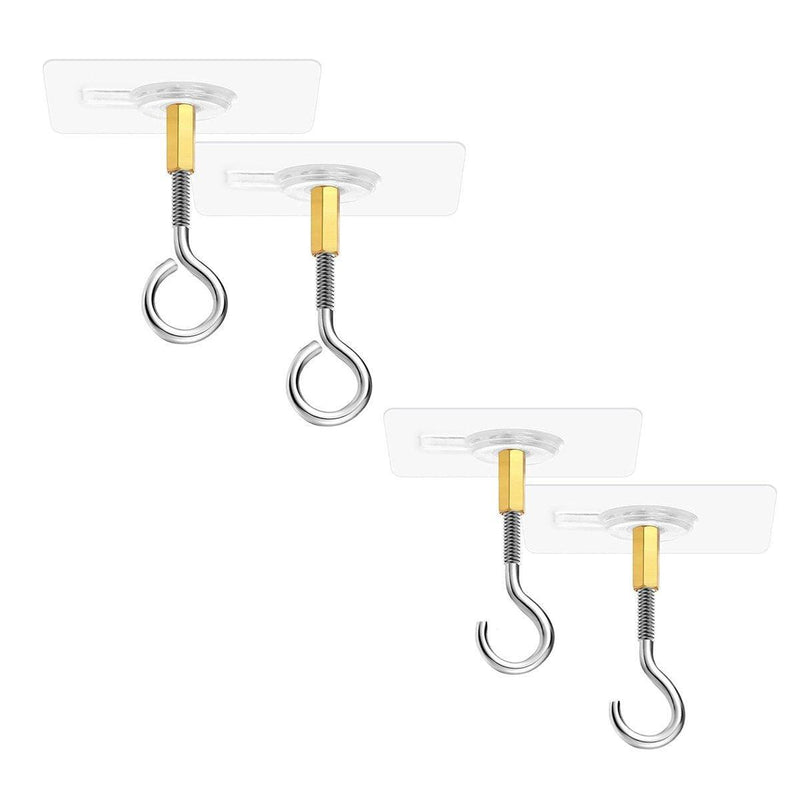12 PCS Heavy Duty Self Adhesive Hooks Stainless Steel Ceiling Hooks for Home - Open
