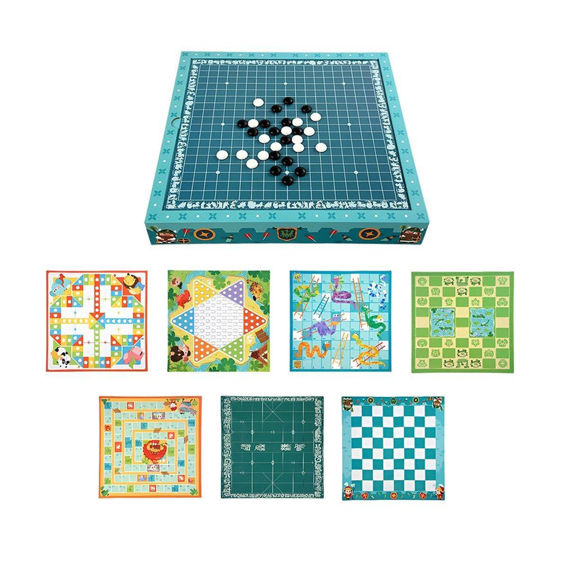 8-in-1 Board Game Set Chess Games Board Toy Backgammon Checkers Snakes Ladders
