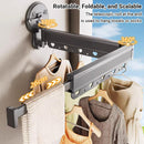 2/3/4-Bar Adjustable Foldable Retractable Clothes Drying Rack Suction Cup Hanger - One Fold And Two Sections